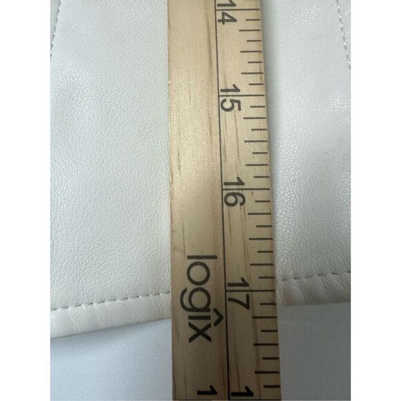 Mamō Off White Crop Biker Jacket Metal Studs Trim Crossed Zip Sz 36 EU/ S US - Picture 13 of 15